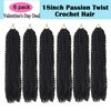 6 Packs Passion Twists Hair 18inch Water Wave Crochet Hair for Goddess Passion Twist Long Bohemian Locs Braiding Hair Extensions (18" 6packs 1B#)