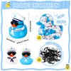 Shappy 24 Pcs Cruise Duck Bulk with Sunglasses Sets 2 x 1.9 x 2.4 Inch Mini Sailing Rubber Ducks Summer Cruise Ship Toy Squeaky Duck Bath Party Toy Duckies for Birthday Party Favors (Blue,White)
