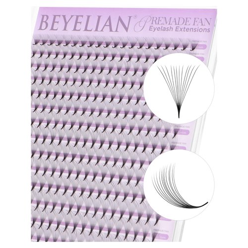 BEYELIAN Premade Lash Fans, 320 Fans Pre Made Fans Volume Lash Extensions 3D 6D 8D 10D 12D 20D 0.07 C/D Curl Save Time Eyelash Extensions for Professional Salon, 8-15mm MIX Easy to Use (12D-0.07-D)