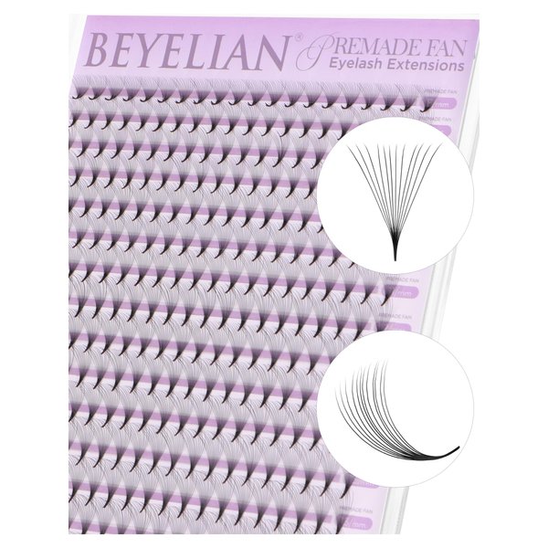 BEYELIAN Premade Lash Fans, 320 Fans Pre Made Fans Volume Lash Extensions 3D 6D 8D 10D 12D 20D 0.07 C/D Curl Save Time Eyelash Extensions for Professional Salon, 8-15mm MIX Easy to Use (12D-0.07-D)