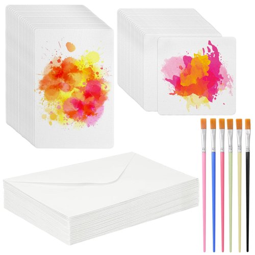 Water Color Paper,Watercolor Cards and Envelopes Set,(140lb/300gsm) Blank Watercolor Paper Card,Postcards and Greeting Card nvelopes,Painting,Wedding Invitations,Thank You Cards(60 Sets)