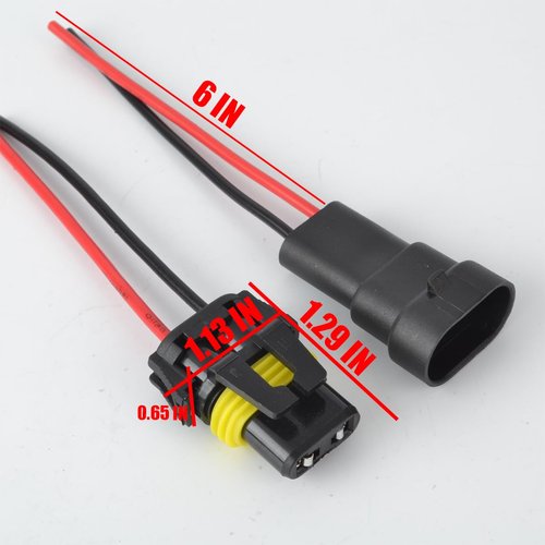 Osilly 9005 9006 9012 HB3 HB4 Female Adapter Wiring Harness Sockets Wire Pigtail Connector for Auto Headlights Fog Lights, Automotive Accessories Replacement, 2 Pack Nylon Waterproof Plugs