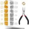1200pcs Open Jump Rings and Lobster Clasps with Jump Ring Pliers, Perfect Jewelry Findings Kit for Jewelry Making Supplies and Necklace Repair