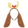 PLUSMAYI Antler Horn Headband with Plush Dog Ears Reindeer Headpiece Costume Accessories Christmas Halloween Party Cartoon Dog Cosplay Yellow