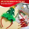 JOYIN 2 PCS Lighted Christmas Headbands with LED lights in Springy Santa Hat Christmas Tree Designs for Christmas and Holiday Parties (ONE SIZE FIT ALL)