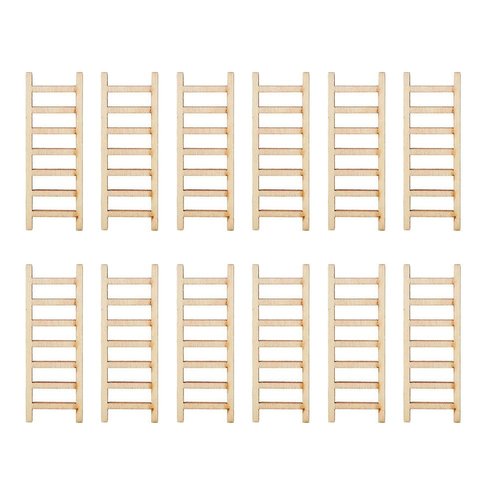 OATIPHO Mini Wood Doll House Ladder, 2.36X0.86 In 20pcs Garden Ladder, Mini Wooden Step Ladder Miniature Ladder for Gardens DIY Craft Accessory Landscape Decor