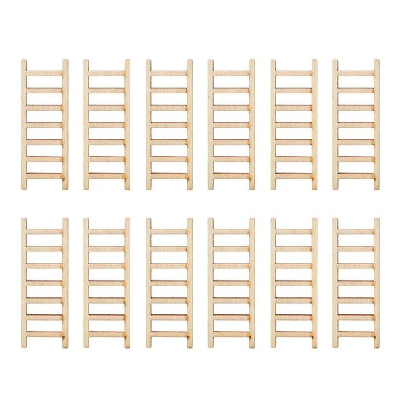 OATIPHO Mini Wood Doll House Ladder, 2.36X0.86 In 20pcs Garden Ladder, Mini Wooden Step Ladder Miniature Ladder for Gardens DIY Craft Accessory Landscape Decor