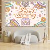 Avezano Groovy Birthday Backdrop Banner Retro Hippie Boho Girl Birthday Party Decorations Daisy Groovy Bday Photography Background Wall Decor (70.8x43.3 inch)