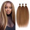 28 30 32 Inch Highlight Bundles Human Hair P4/27 Yaki Straight Bundles Honey Blonde Kinky Straight 3 Bundles 8A Brazilian Virgin Human Hair Honey Blonde Kinky Straight Bundles Human Hair Extensions