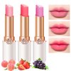 BINGBRUSH 3 Pcs Peach Strawberry Grape Color Changing Lipstick Queen,PH Mood Long Lasting Labiales Lip Gloss Lip Balm Tinted Magic Lip Stain Moisturize Makeup Lipstick Set for Women