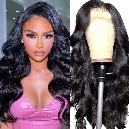 Miss GAGA Body Wave Lace Front Wigs Human Hair for Black Women 13x4 Lace Frontal wigs HD Transparent Lace Front Wigs Human Hair Pre Plucked with Baby Hair 180% Density (16 Inch)