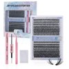 DIY Lash Extension Kit 280 Pcs Lash Clusters Kit Individual Lashes Natural 9-16mm D Curl with Bond Seal Tweezers Pearl Stickers False Eyelash for Beginner Eyelash Extensions at Home (40D+50D)
