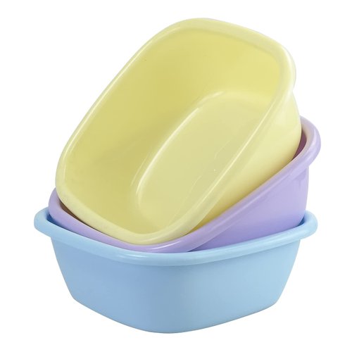 Jekiyo Colored Wash Basin, Small Plastic Dish Tubs, 8 Quart / 3 Packs