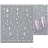 8 Sheets Silver Nail Art Stickers Decals Angel Wings Crosses Nail Stickers Sun Stars Moon Totem Design Nail Decals 3D Self-Adhesive Nail Stickers for Women Manicure Decoration