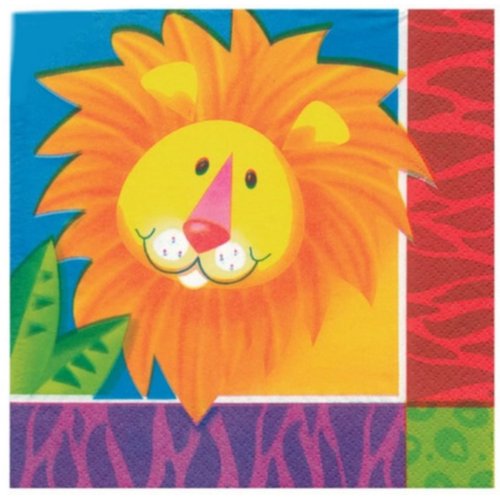 16 Jungle African Animals Wild Kingdom Birthday Party 2ply 6.5" Paper Napkins