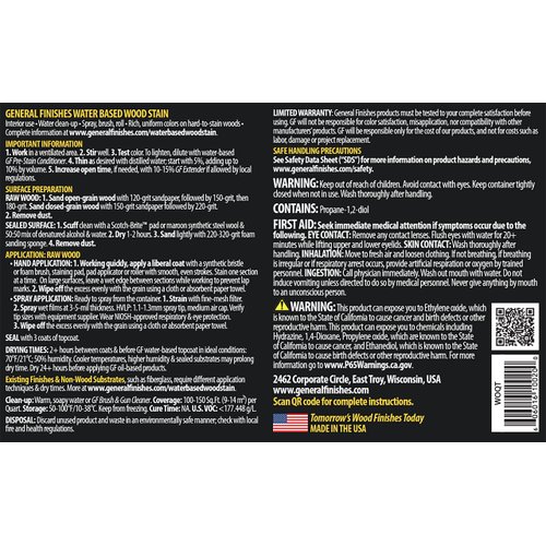 General Finishes Water Based Wood Stain, 1 Pint, Antique Oak