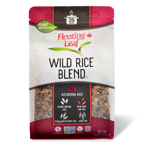Floating Leaf Wild Rice Blend - 14 ounces, 1 count - Wild Rice Blend With Riceberry, Red Rice And Brown Rices - Gluten Free - Non GMO - All Natural - Vegan - Plant Based