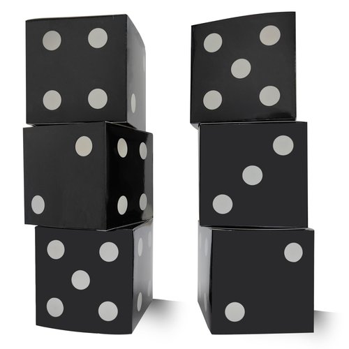 Eylola 6 Pcs Black Dice Favor Boxes 8 x 8 x 8 Inch dice Boxes Bulk for centerpieces Casino Party Decorations Game Night Decorations Casino Themed Party Goodie Boxes Gift Box