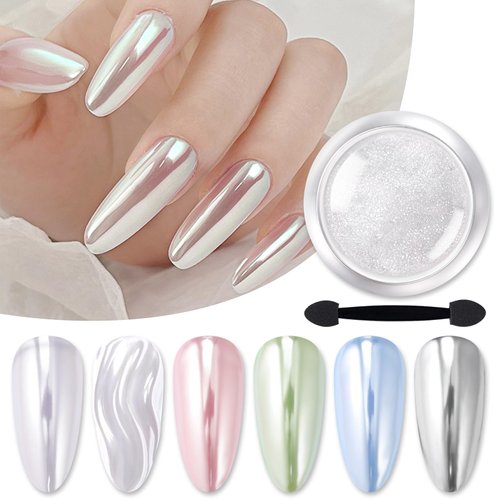 Born Pretty Silver Chrome Nail Powder Super Glossy Mirror Effect Metallic Nail Powder Nail Glitte...