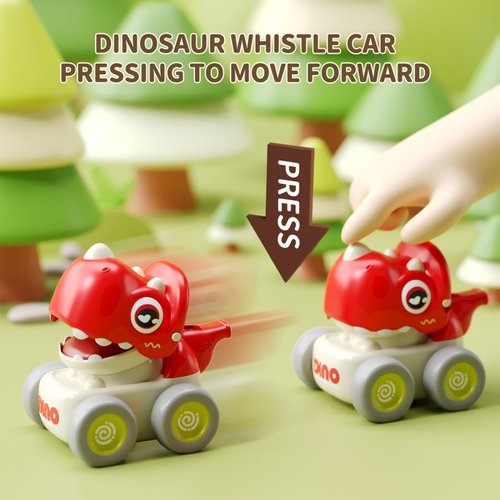 KANG DI LA Dinosaur Car Toys for Toddlers 1-3, Press and Go Racing Cars Set, Baby Toys 18 Months, Whistle Vehicles for 1 Year Old Boys Girls, Baby Christmas Birthday Gifts