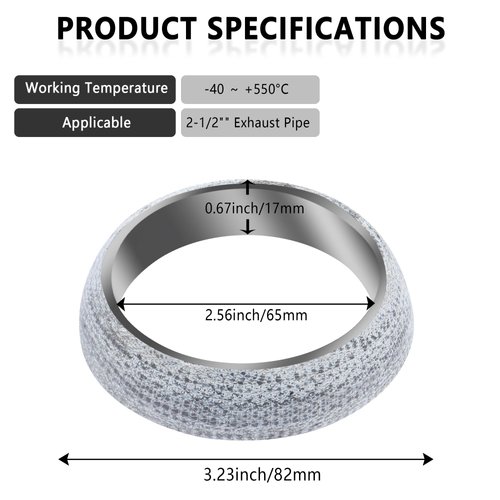 ID 65mm Car Exhaust Manifold Gasket,Automotive Replacement Exhaust Flange Gasket for Original Car Accessories,Graphite Construction Exhaust Donut Gasket Muffler Gasket (65mm)