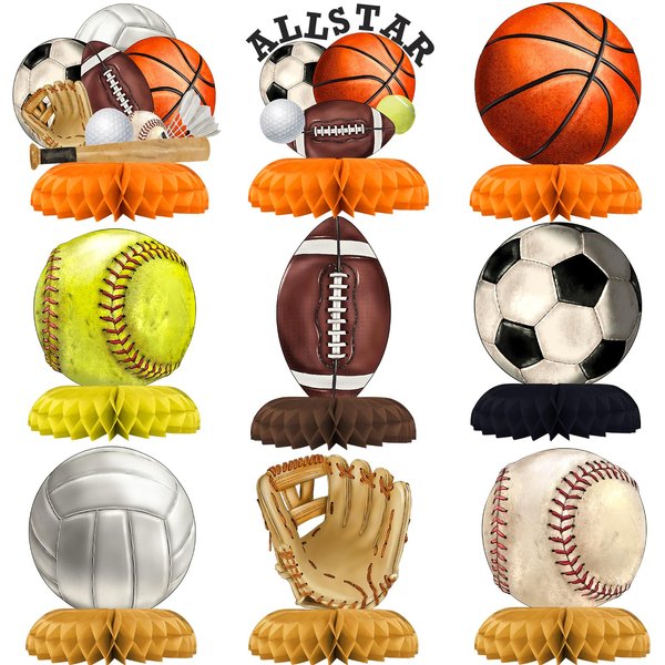 Sport Party Decorations - Sport Honeycomb Centerpieces for Kids' Sport Birthday and Baby Shower Table Decor