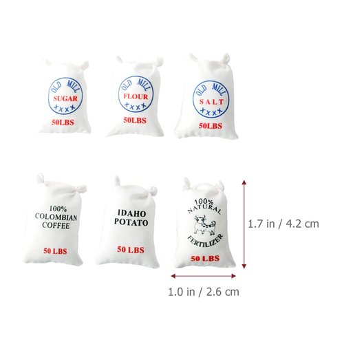 LUOZZY 12Pcs Miniature Flour Bags 1:12 Dollhouse Sugar Salt Bags Kitchen Food Model Baking Set Accessories Dollhouse Supplies