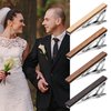4 PCS Tie Clips for Men, Wood Tie Clip for Wedding Anniversary Business and Best Gift