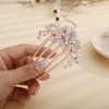 Aimimier Flower Crystal French Hair Comb Luxury Rhinestone Gem Side Combs Long Teeth Hair Pins Wedding Hair Accessories for Women Girls(Clear)