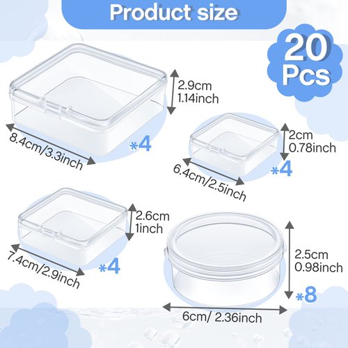 20 Pcs Clear Board Game Tokens Storage Containers Trays Clear Plastic Beads Storage Containers Box Assorted Sizes Storage Boxes Game Components with Lids Game Pieces, Dice, Tokens, Beads