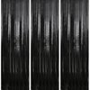 Crosize 3 Pack 3.3 x 9.9 ft Black Foil Fringe Backdrop Streamer Curtains, Birthday Party Decorations, Tinsel Curtain for Parties, Photo Booth Backdrops, Party Decor