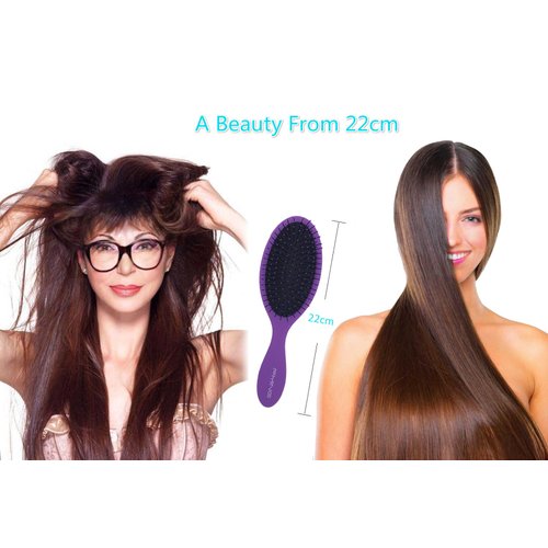 Detangling Hair Brush, Painless No Tangle Comb for Women Men Kids, Detangler Brush for All Hair Types, Wet and Dry, Thin, Thick, Curly, Straight, Long, Short, Hair Brushes Set of 2 (Black Purple)