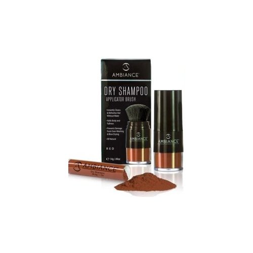 Ambiance Natural Dry Shampoo Powder, Brush & Refill for Red Hair - Non Aerosol Travel Size Tinted Shampoo - Non Toxic, Benzene Free - Volumizing, Refreshes Oily Hair & Covers Roots Between Colorings
