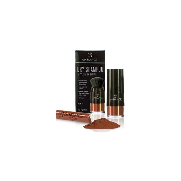 Ambiance Natural Dry Shampoo Powder, Brush & Refill for Red Hair - Non Aerosol Travel Size Tinted Shampoo - Non Toxic, Benzene Free - Volumizing, Refreshes Oily Hair & Covers Roots Between Colorings