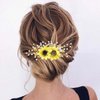 Jeairts Sunflower Bride Wedding Hair Comb Crystal Pearl Bridal Hair Pieces Leaf Side Combs Hair Dress Decorative Hair Accessories for Women and Girls (2-Gold)