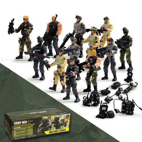 Baimiby 12 Pcs Army Men Action Figures,Military Soldier Toy Military Playset for Boys,US Army Men Action Figure with Weapon,Army Toy Set for Boys Age 4-7