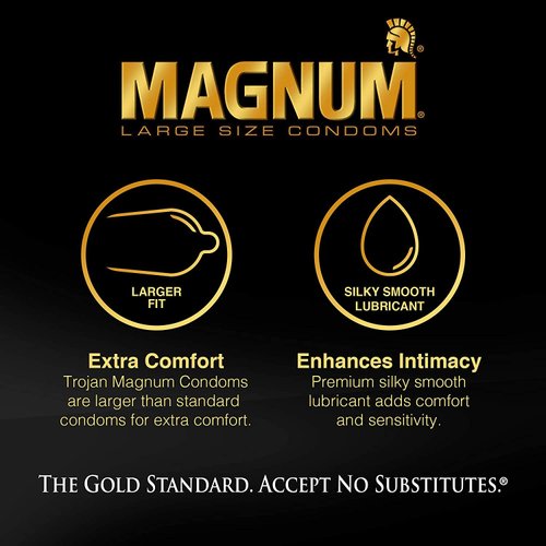 Trojan Magnum XL Lubricated Premium Latex Condoms 12 Each