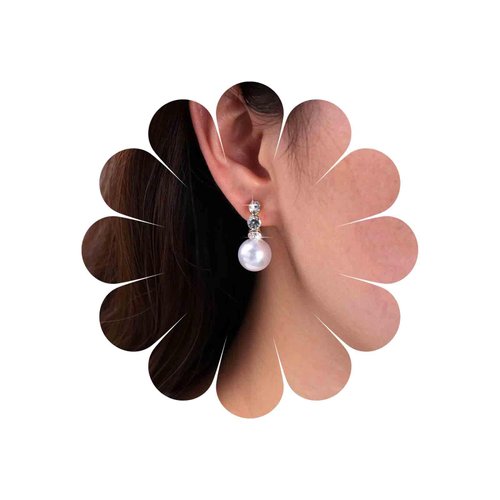 Sttiafay Vintage Rhinestone Pearl Drop Earrings Gold Pearl Dangle Earrings Crystal Stud Earrings Sparkly Cz Pearl Earrings Jewelry for Women