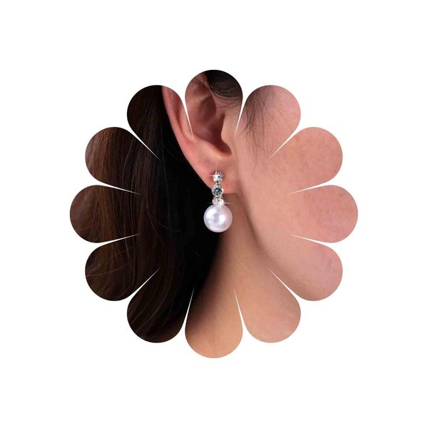Sttiafay Vintage Rhinestone Pearl Drop Earrings Gold Pearl Dangle Earrings Crystal Stud Earrings Sparkly Cz Pearl Earrings Jewelry for Women