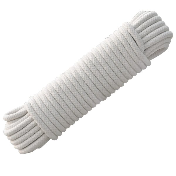 100 ft. Cotton All Purpose Braided Rope, High Strength and Excellent Shock Absorption, Thickness 6mm | Good for Tie, Pull, Swing, Climb and Knot