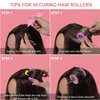 Rollers Hair Curlers, IKOCO 4 Sizes Hair Rollers Set Includes 60mm 48mm 36mm 25mm Self Grip Hair Roller for Long Hair Short Bangs with 12Pcs Roller Clips, Clear Toiletry Bag and Rat Tail Comb