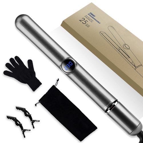 Saoilli Flat Iron Hair Straightener and Curler 2 in 1,Hair Straightening Iron,Negative Ion Curling Iron with Adjustable Temp for All Hair Types,Curling Straightening Iron Combo(Gray)