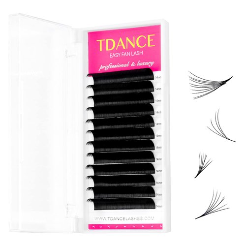 TDANCE Eyelash Extension Supplies Rapid Blooming Volume Eyelash Extensions Thickness 0.05 CC Curl 16mm Easy Fan Volume Lashes Self Fanning Individual Eyelashes Extension (CC-0.05,16mm)