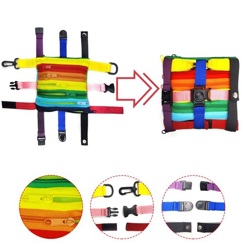 SUMWE Toddler Buckle Board Toy Airplane Travel Activities for Toddler 1-3 Year Old Kids Age Sensory Toys to Keep Toddler Busy on Plane Develop Motor Skills and Problem Solving Buckle Pillow 2