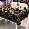 Glow Neon Party Supplies - Neon Balloon, Glow in the Dark Happy Birthday Banner, Hanging Swirls, Cake Topper, Tablecloth, Plates, Napkins, Cup for Blacklight Party Decorations, Serves 20 Guest