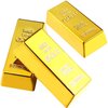 3pcs Simulated Treasure Fake Plastic Golden Brick Bullion, Gold Bar Paperweight, Stage Prop, Kids Gift, Party Supplies, Bank Pretend Play(2.4 Inch)