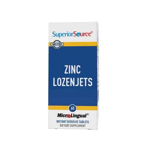 Superior Source Zinc Lozenjets, Zinc (5 mg), Vitamin C (15 mg), Quick Dissolve MicroLingual Tablets, 60 Ct, Supports Immune, Skin and Antioxidant Health. Non-GMO