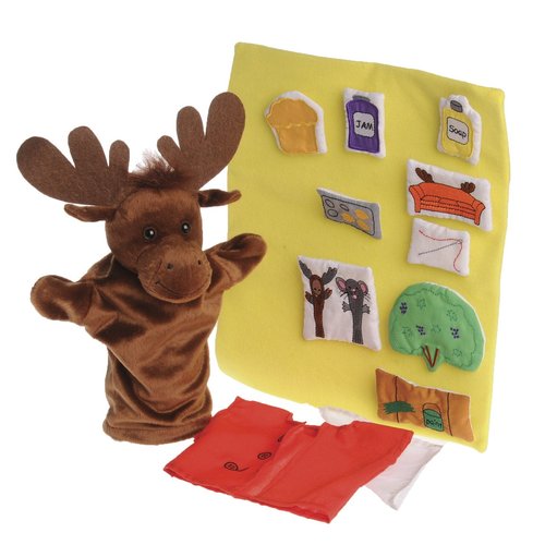 Constructive Playthings "If You Give a Moose a Muffin" 13 pc. Puppet & Props Set for Ages 3 Years and Up (MTC-327)
