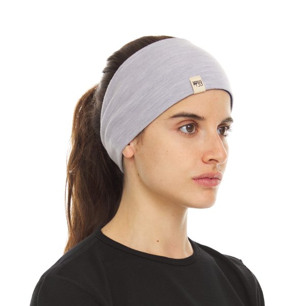 Merino Wool Reversible Headband Ash Gray/Navy Blue One Size