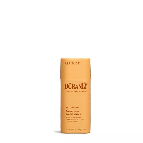 ATTITUDE Oceanly Face Cream Bar, EWG Verified, Plastic-free, Plant and Mineral-Based Ingredients, Vegan and Cruelty-free Beauty Products, PHYTO GLOW, Unscented, 0.3 Ounce
